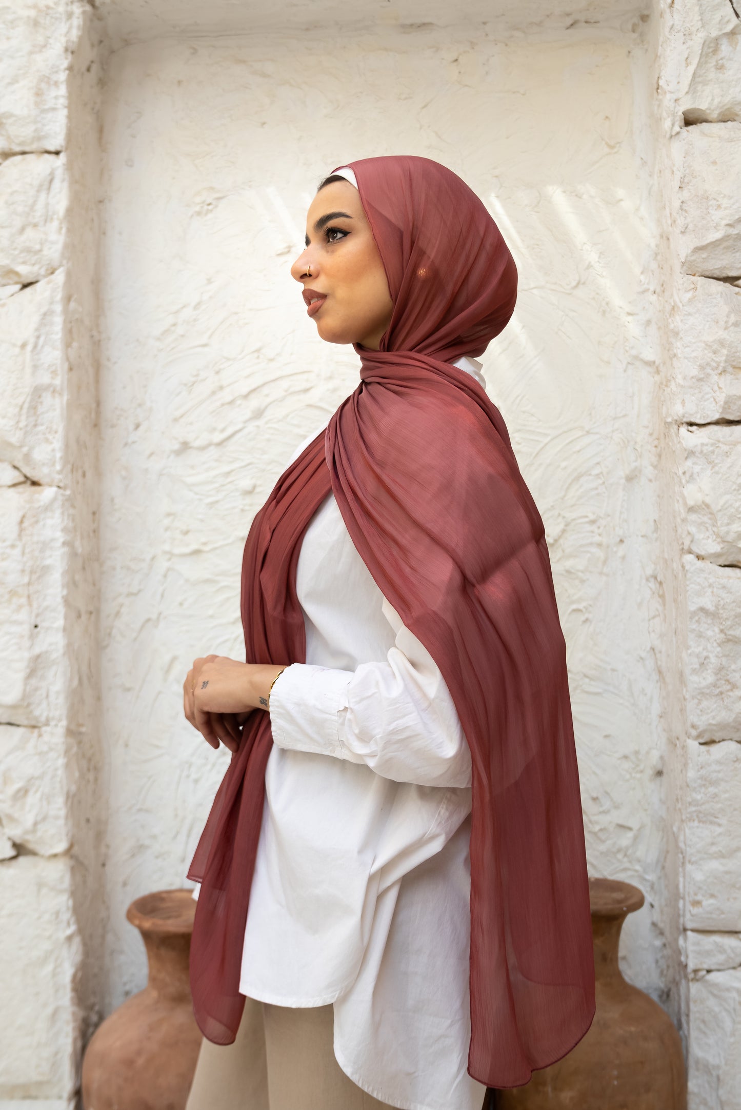 Brownish Red Organza