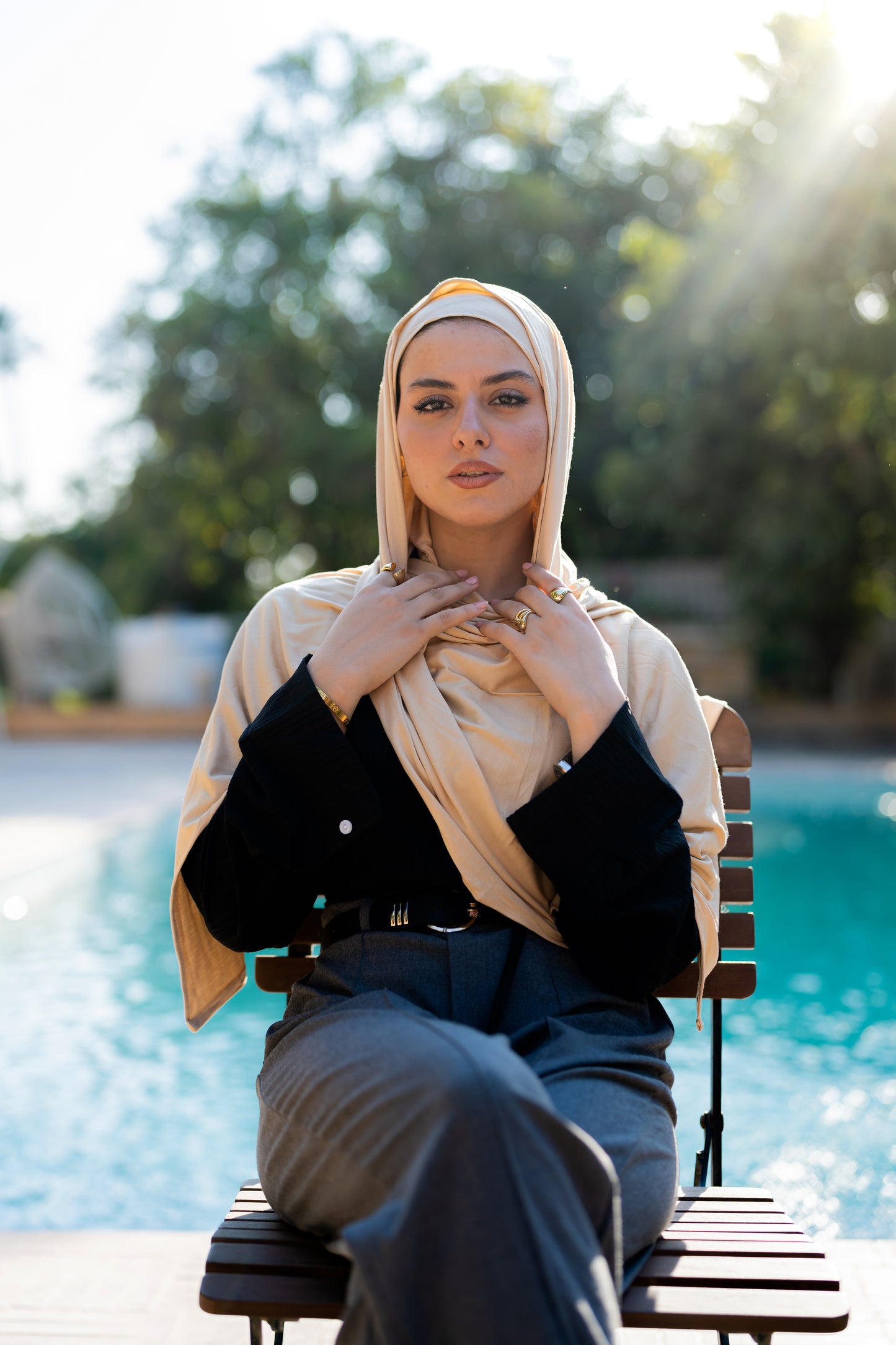 Bandana Veil – Sunlit Beige