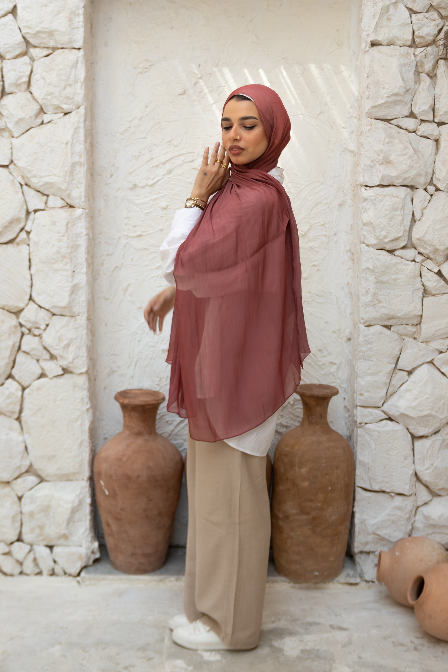 Brownish Red Organza